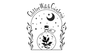 Glitter Witch Gardens logo black & white