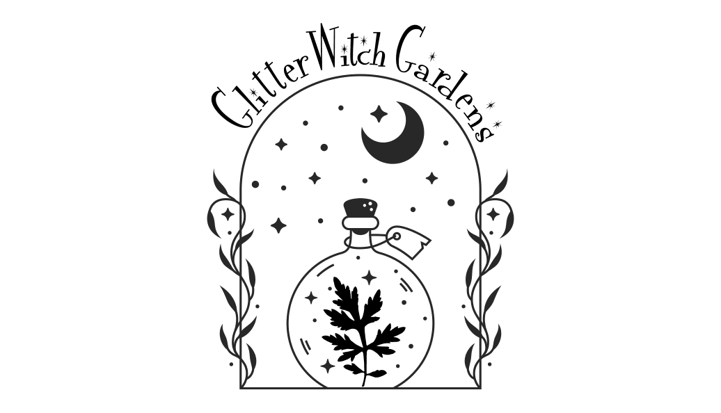 Glitter Witch Gardens logo black & white