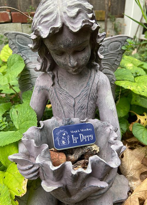 Lip Dippy tin in fairy statue