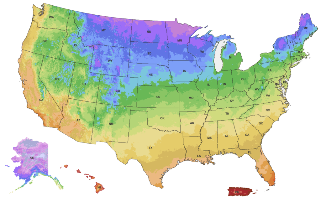 New USDA Hardiness Zone Map as of 2023