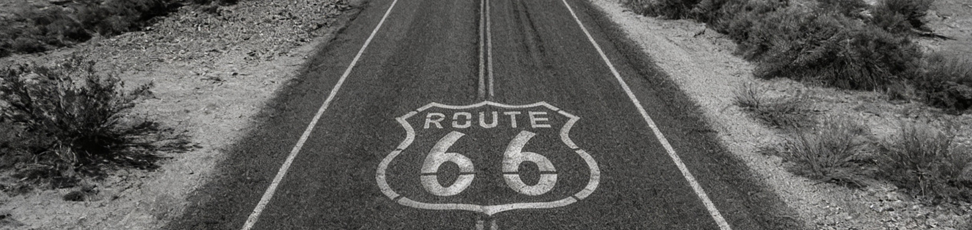 Route 66 symbol on a stretch of highway
